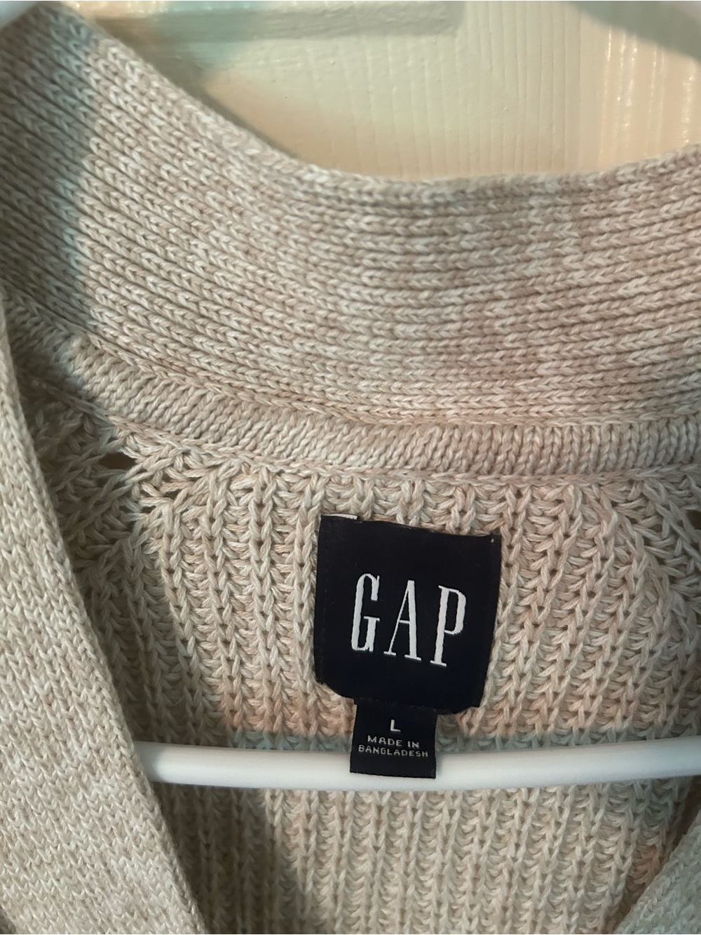 GAP Neutral Cream Ribbed Button Cardigan - Picture 3 of 7